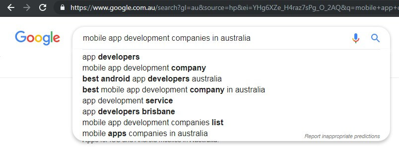 Google search mobile app development companies Australia